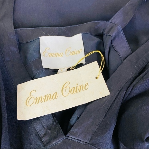 Emma Caine Black Silk Baby Doll Evening Dress Size L - Picture 7 of 8